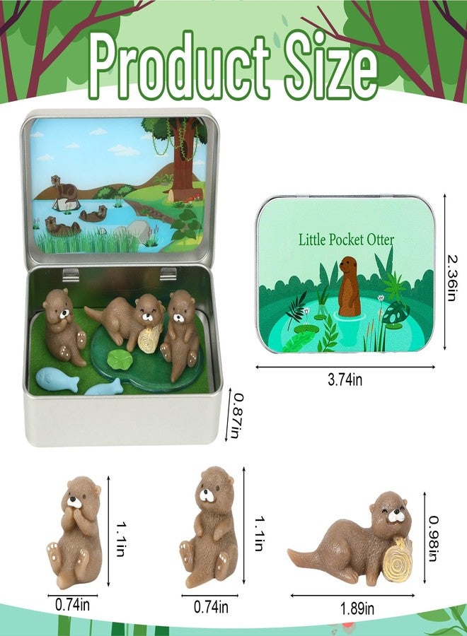 JULEASEL Little Pocket Otter, Cute Otter Friend in Tin Box, Travel Buddy, Gift for Kids, Friends, Coworkers - Image 2